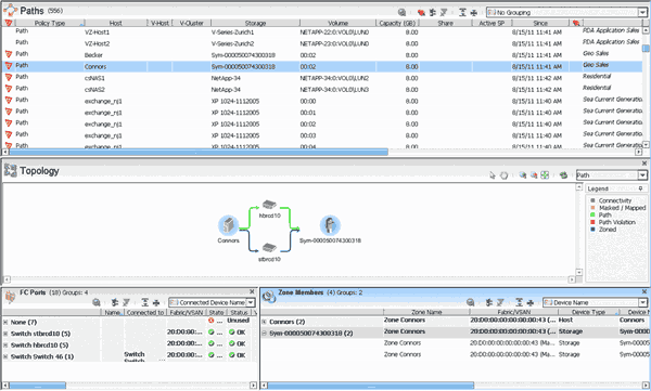 User interface of NetApp OnCommand Insight capacity planning software