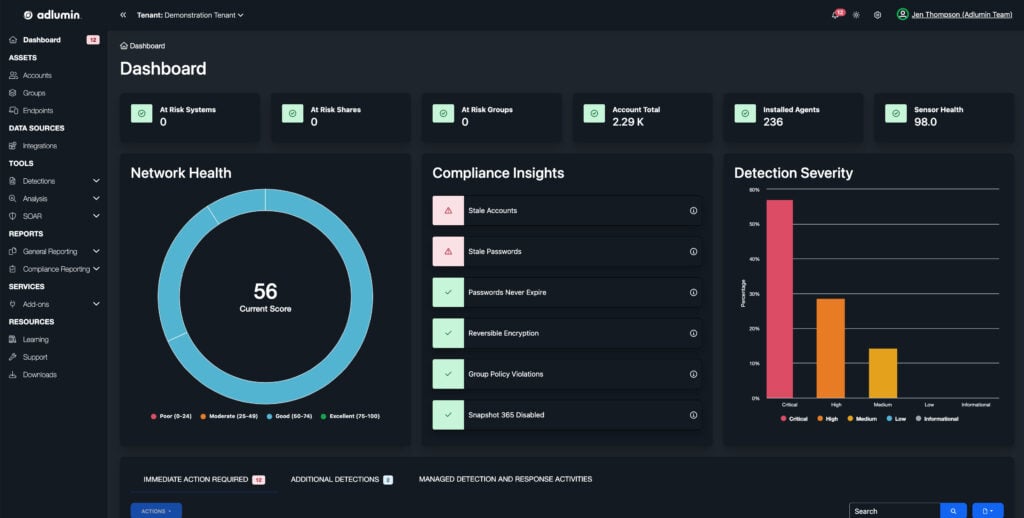 Adlumin vulnerability management tool interface