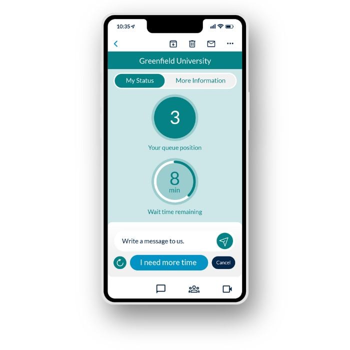 WaitWell queue management system interface