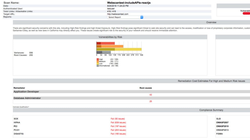 A photo of Rapid7 AppSpider's main page.