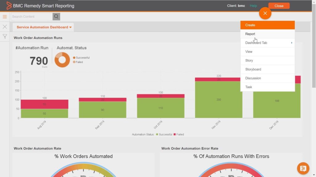 BMC remedy software's service automation dashboard