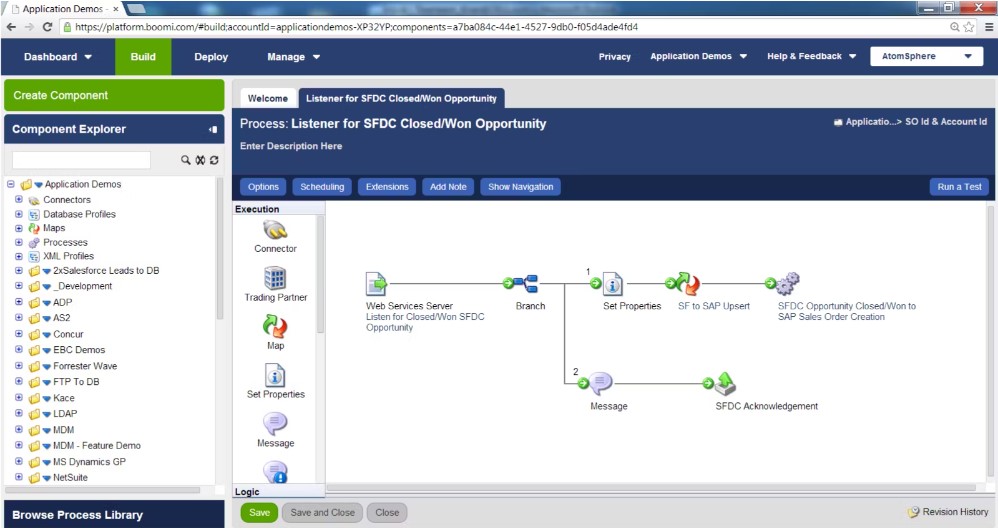 Listener for SFDC Closed/Won Opportunity tab of Boomi data migration software