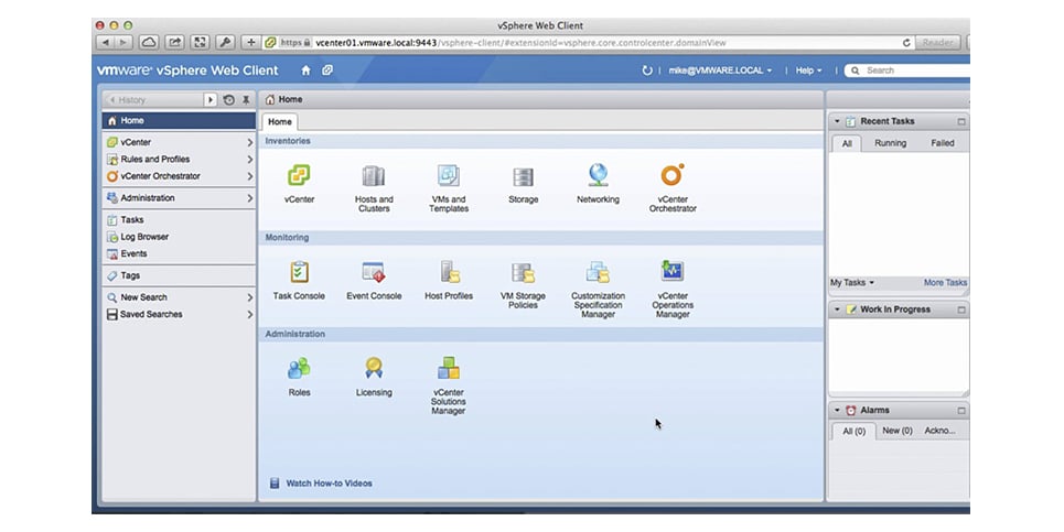 VMware vSphere's web client allows you to monitor your private cloud