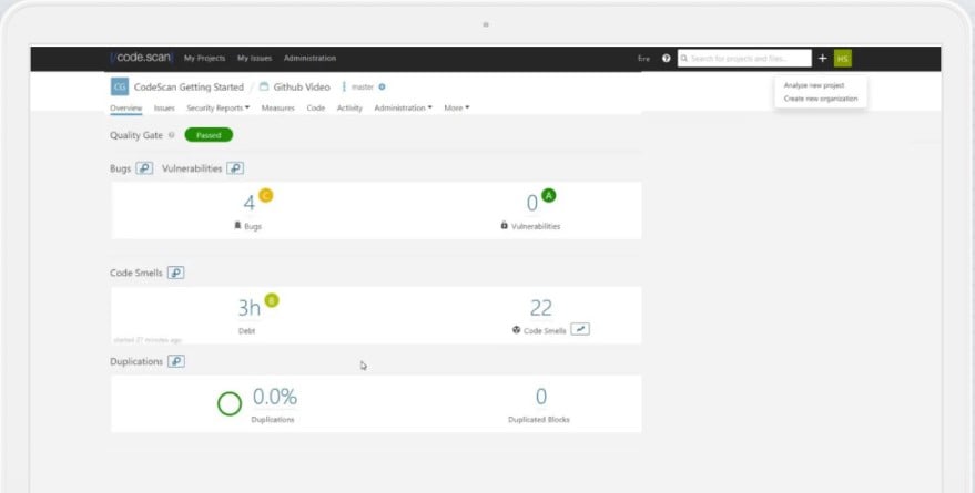 CodeScan source code management software static code analysis tool overview screenshot