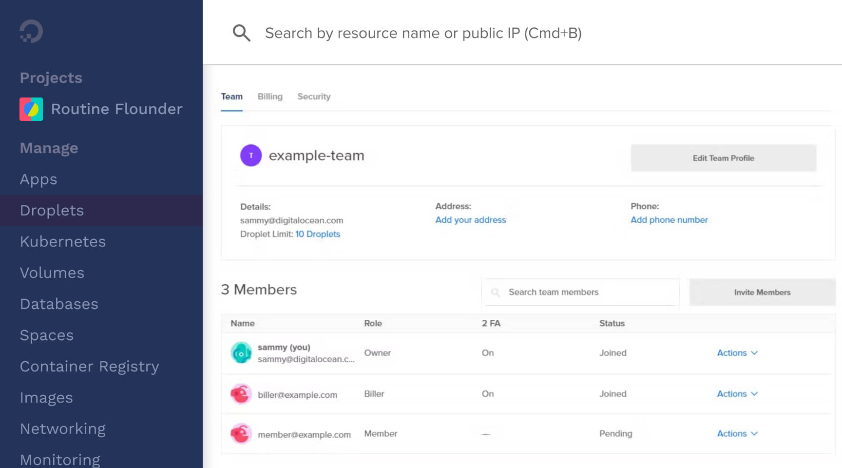 Create as many teams as you want with DigitalOcean
