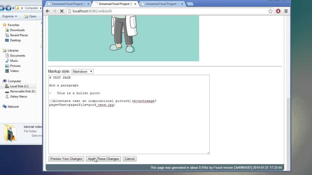 A project being configured inside Fossil SCM