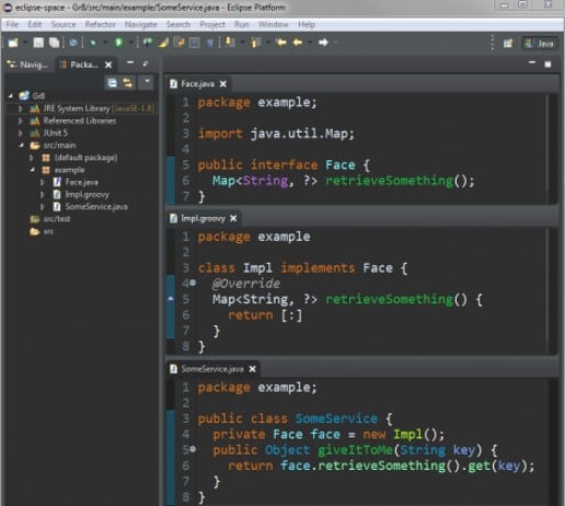 Groovy Java development tool space view