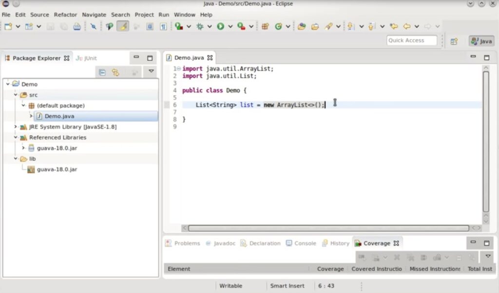 Guava library coding screenshot