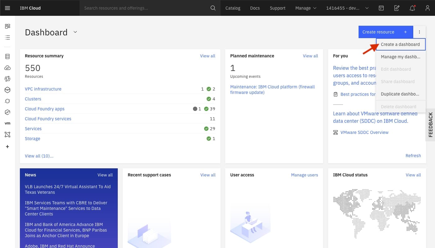IBM Cloud interface screenshot