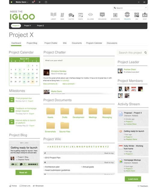 A photo for the main page of the tool Igloo Software.