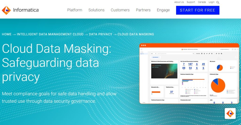 Informatica Cloud Data Masking website screenshot
