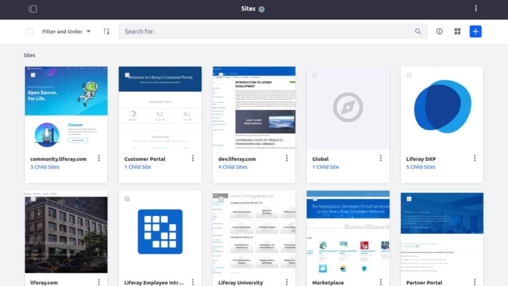 A photo for the sites managed inside Liferay.