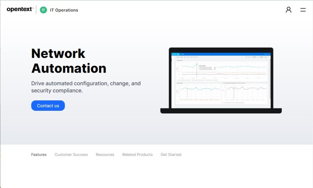 Website of OpenText Network Automation network automation software