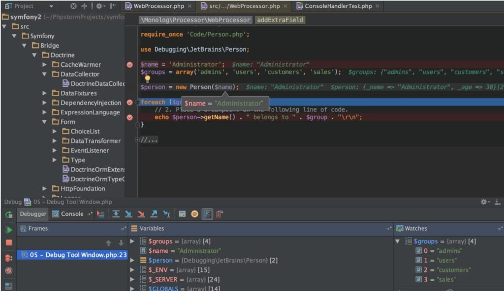 PhpStorm source code management software workspace screenshot