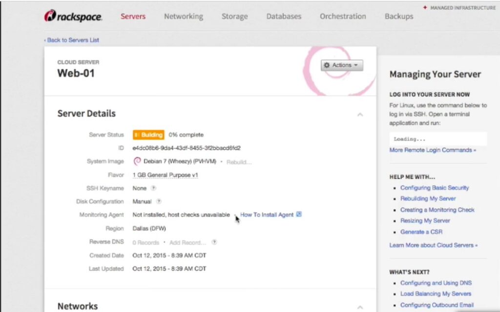 Rackspace hybrid cloud software cloud server view