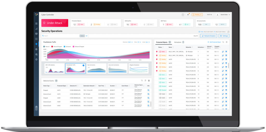 A photo of the main interface of Radware DefensePro on desktop view.
