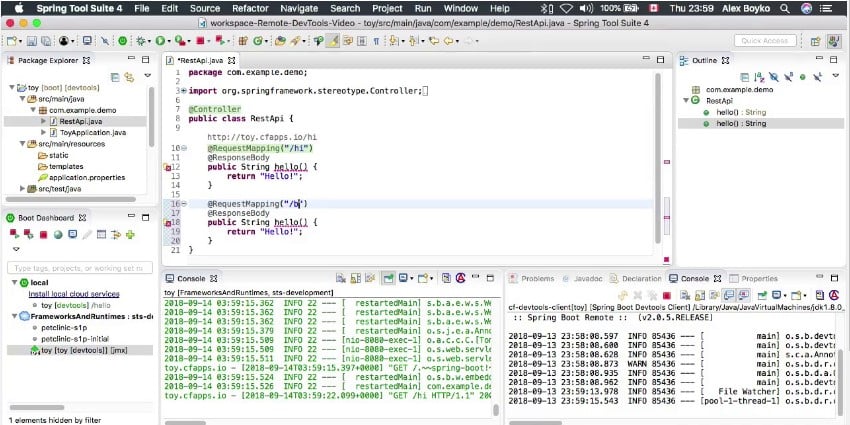 Spring's tool suite screenshot
