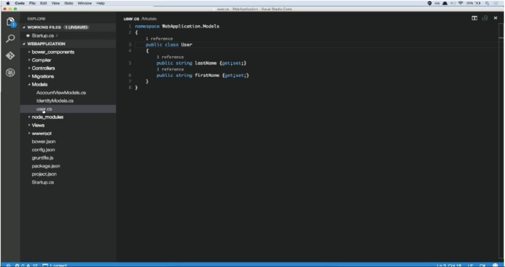 Visual Studio Code's dashboard
