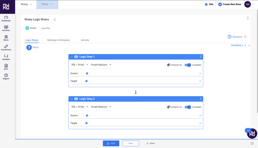 Rivery data extraction software interface