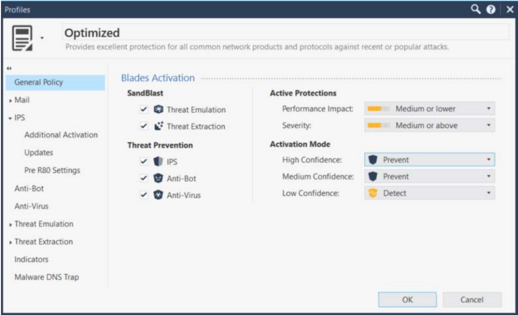 Check Point IPS intrusion detection and prevention systems interface
