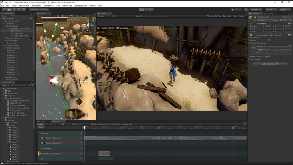 Unity game engine software interface