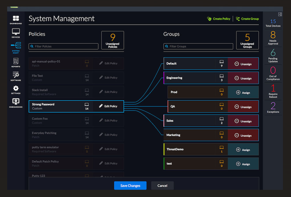 System management feature on Automox patch management software