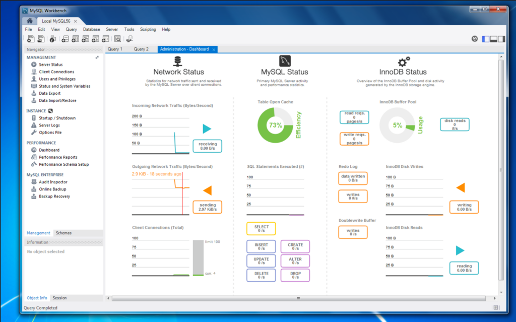 MySQL workbench performance dashboard