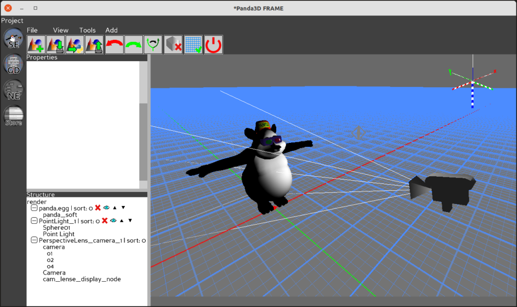 Panda3D game engine software interface