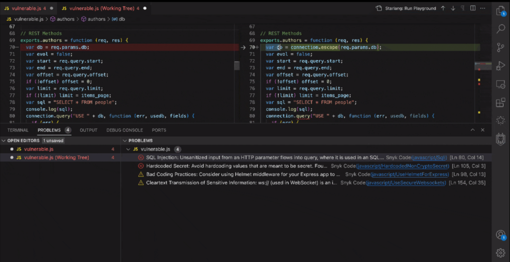 Synk's static analysis scanner