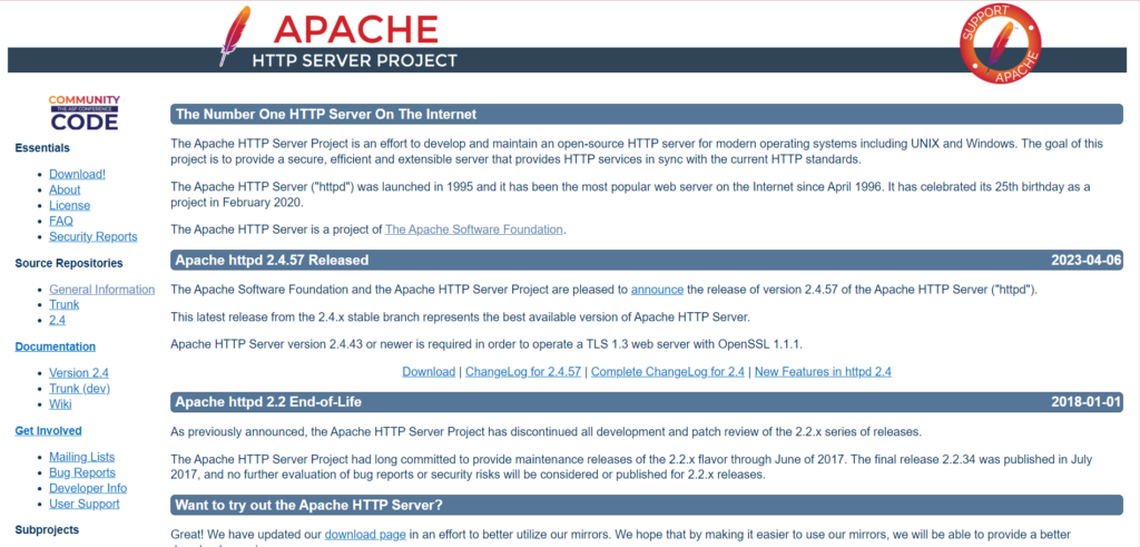Apache HTTP Server application server software interface