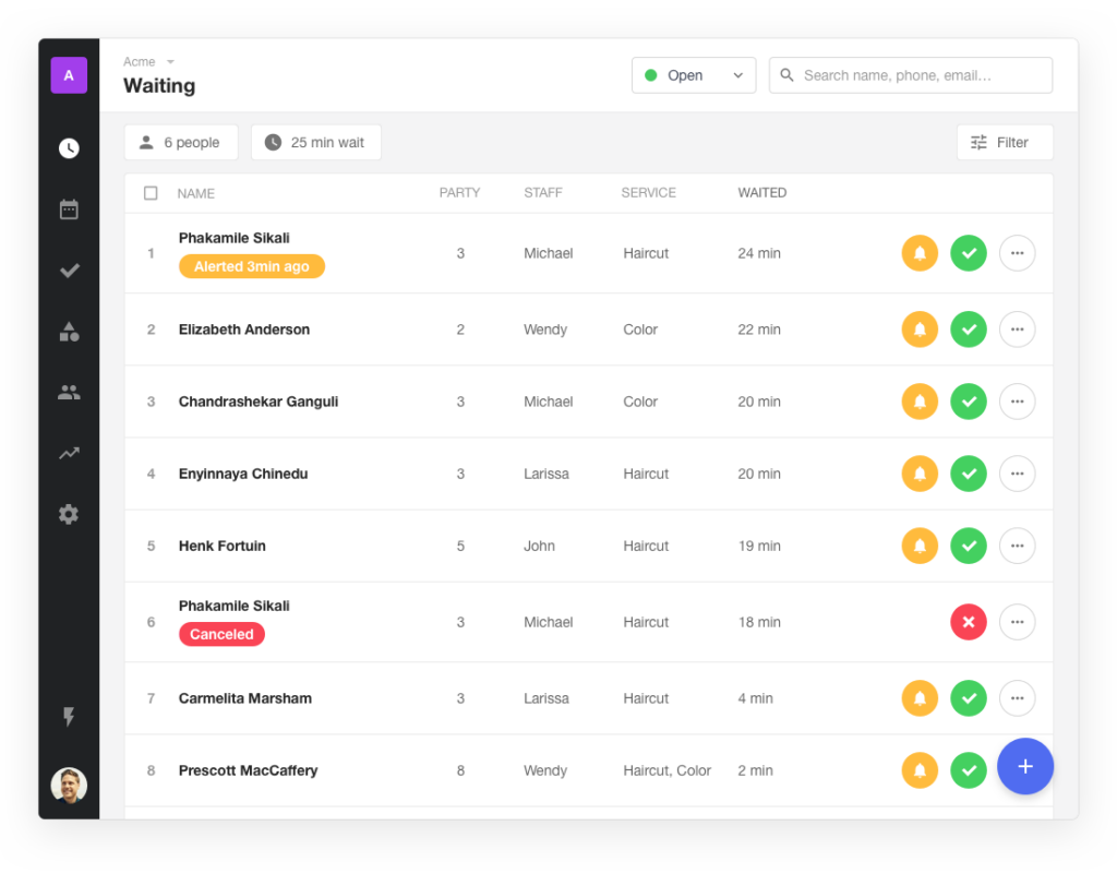 Waitwhile queue management system interface