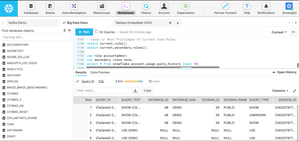 Snowflake Data Governance tool interface