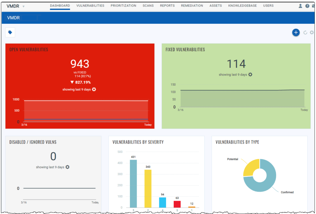 Qualys VMDR vulnerability management tool interface