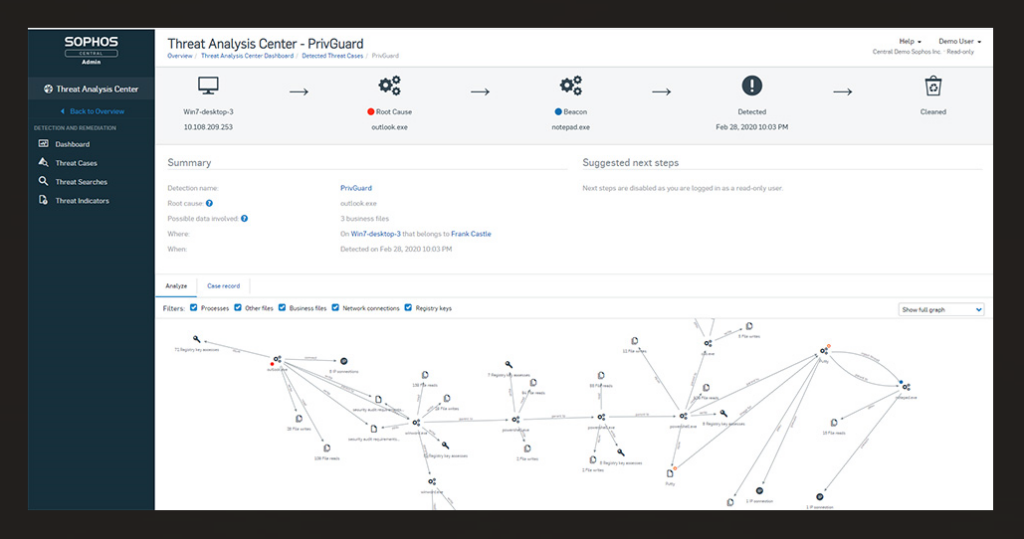 Sophos SafeGuard Encryption database security software interface
