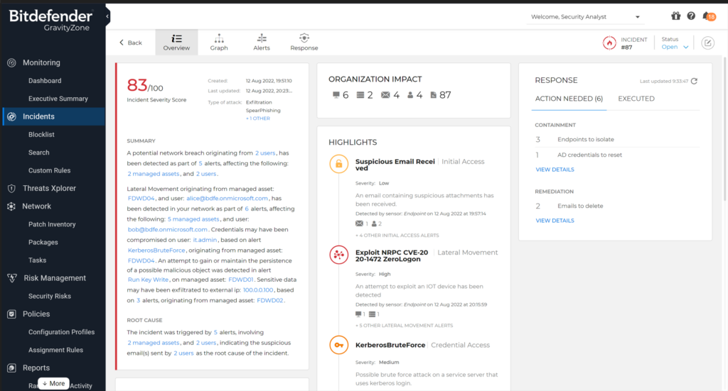 Bitdefender cloud workload protection platform interface