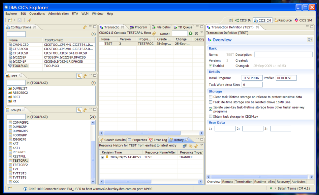 IBM CICS application server software interface