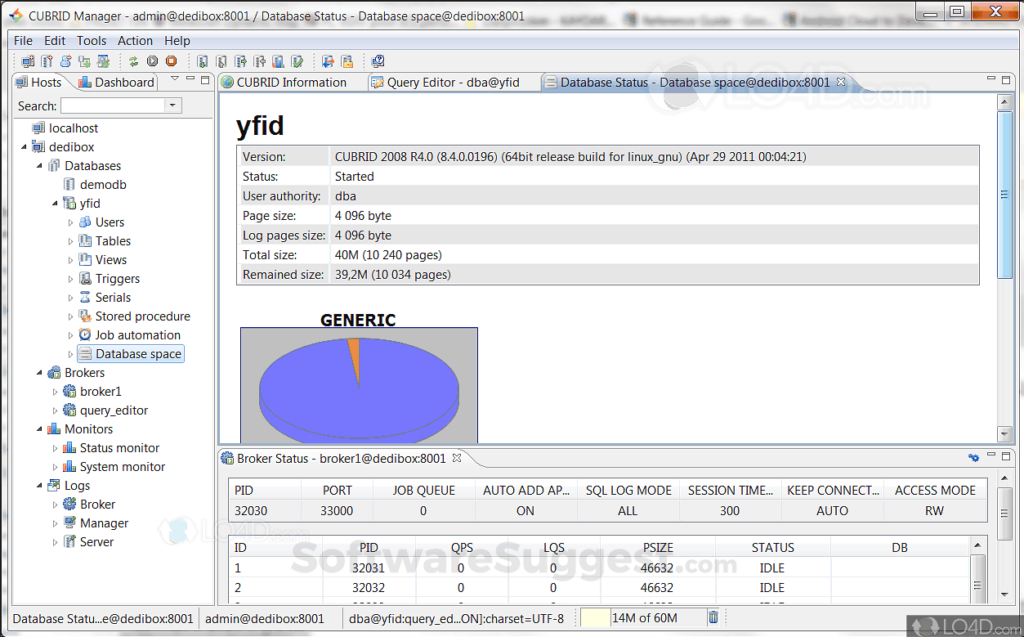 CUBRID's database status overview