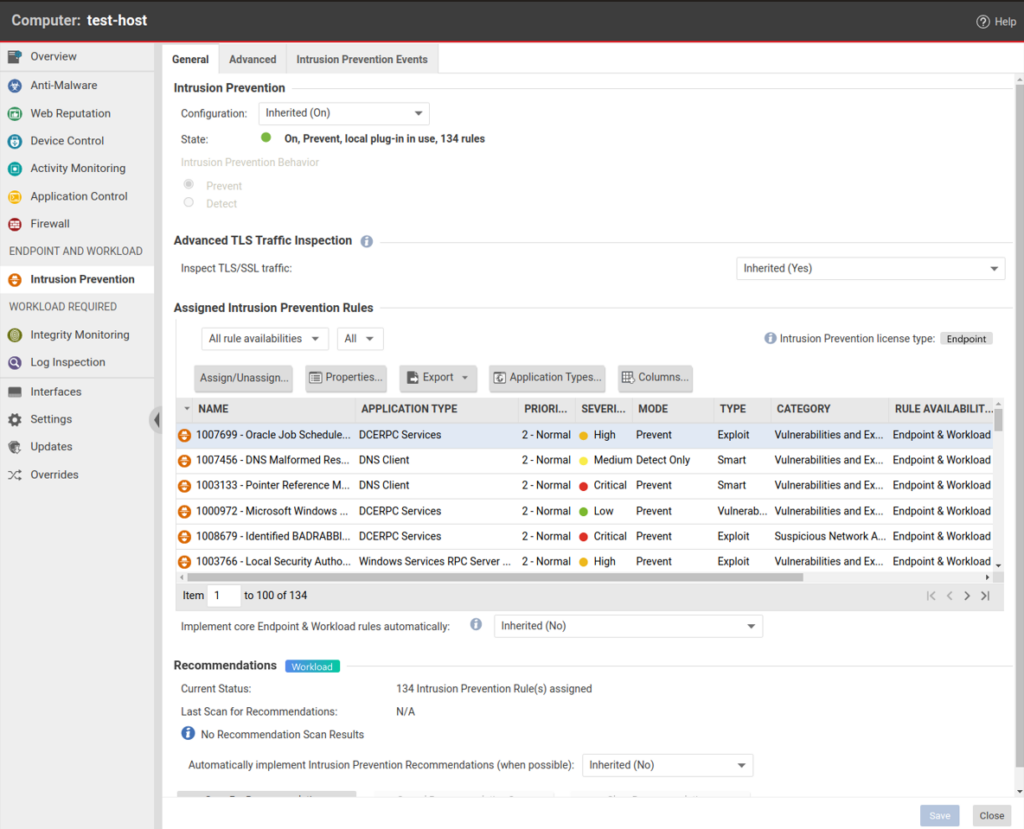 Trend Micro cloud workload protection platform interface