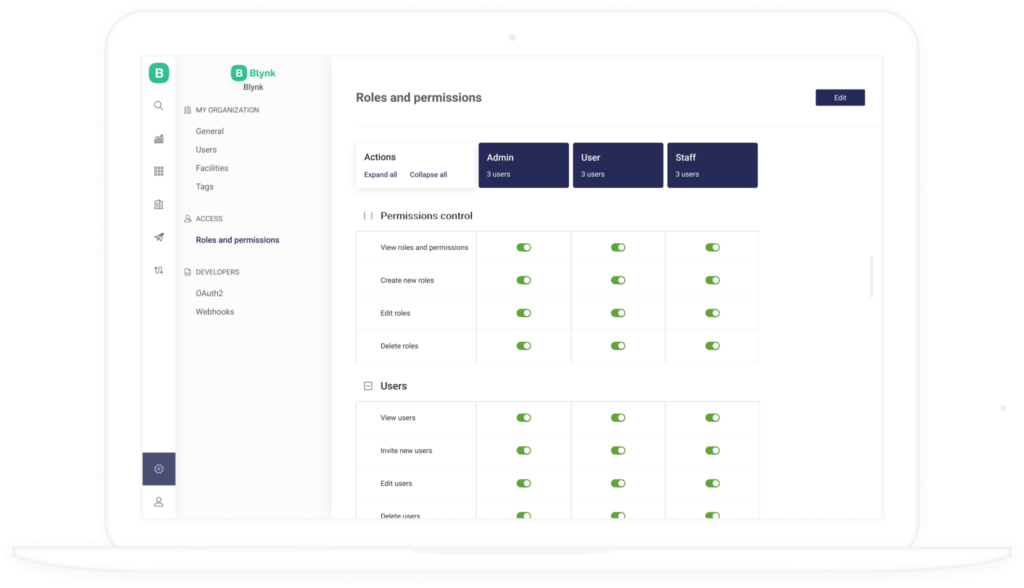Device management feature in Blynk IOT cloud platform