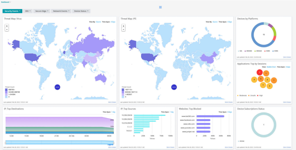 Juniper Networks IDP intrusion prevention software interface