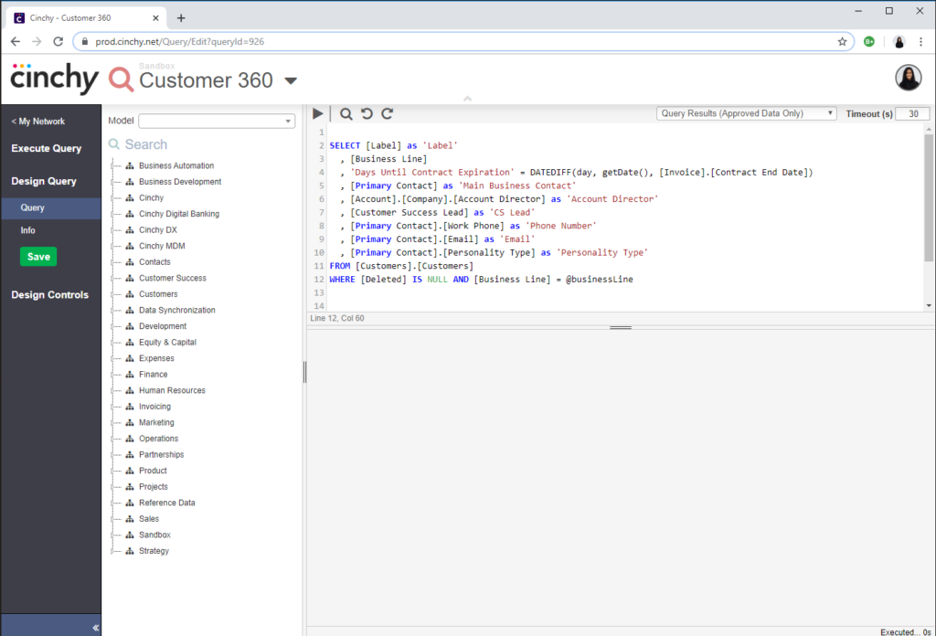 Cinchy data fabric software interface