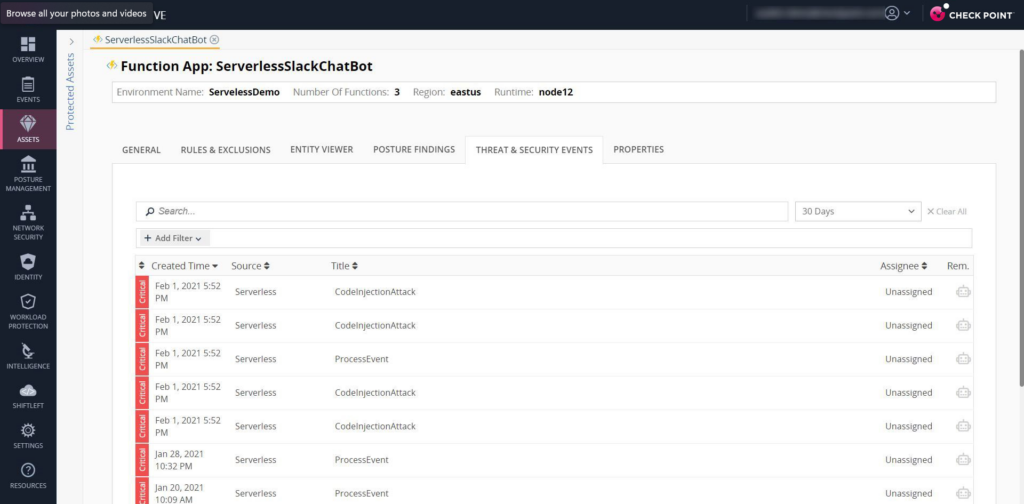 Check Point CloudGuard cloud workload protection platform interface