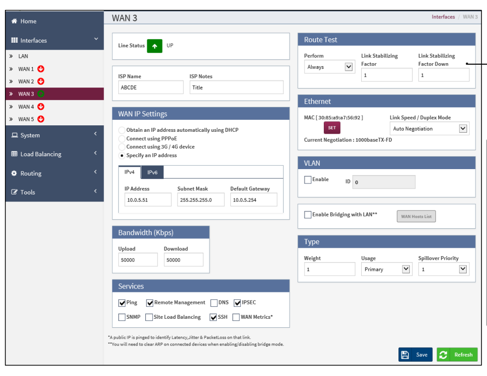 WAN interface section in Fatpipe Networks SD-WAN solutions