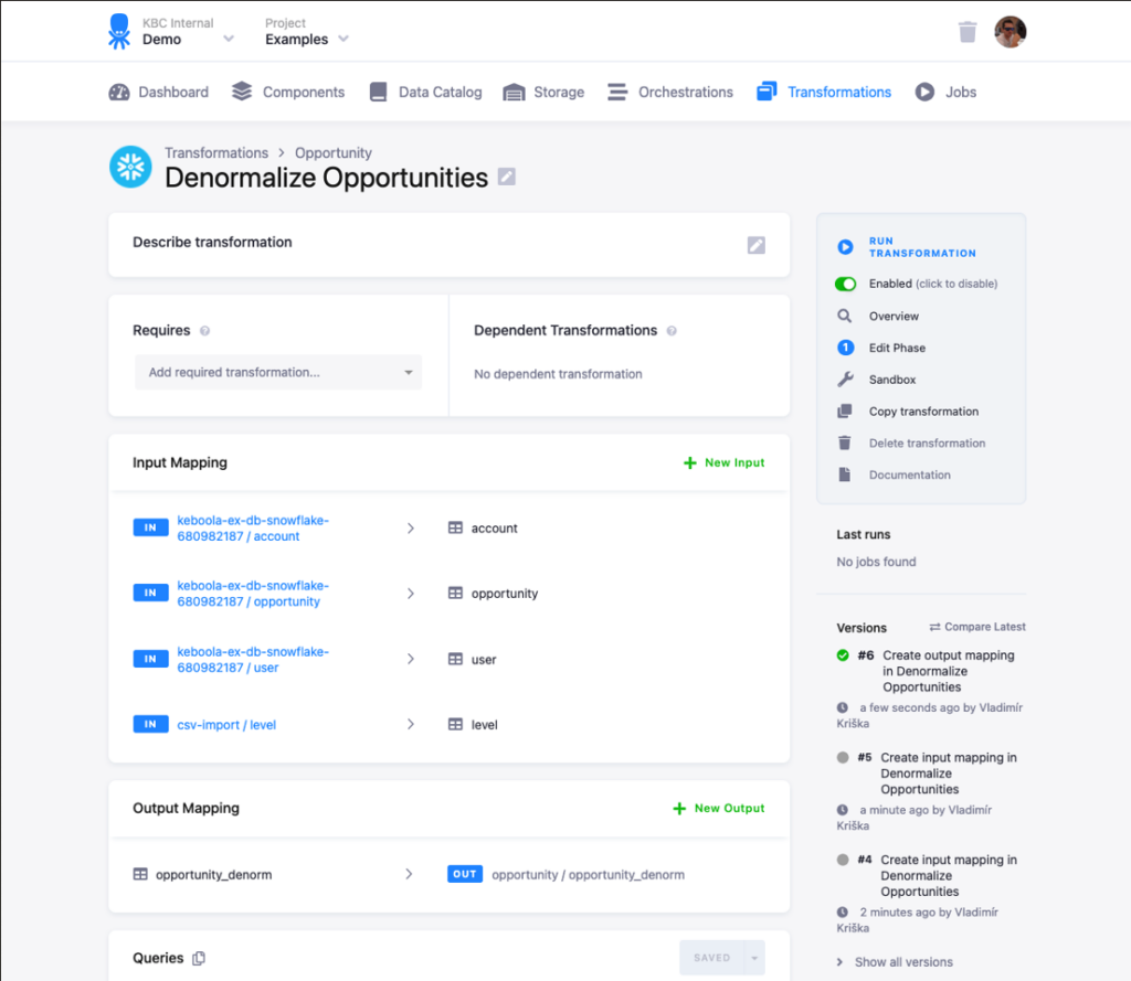 Keebola data extraction software interface