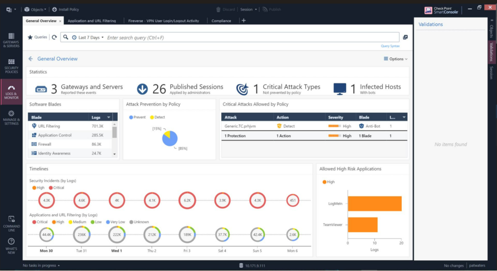 Check Point database security software interface