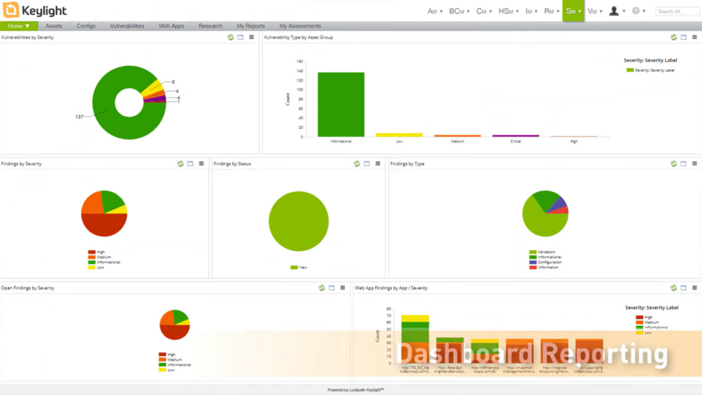Reporting feature in Lockpath Keylight risk management software