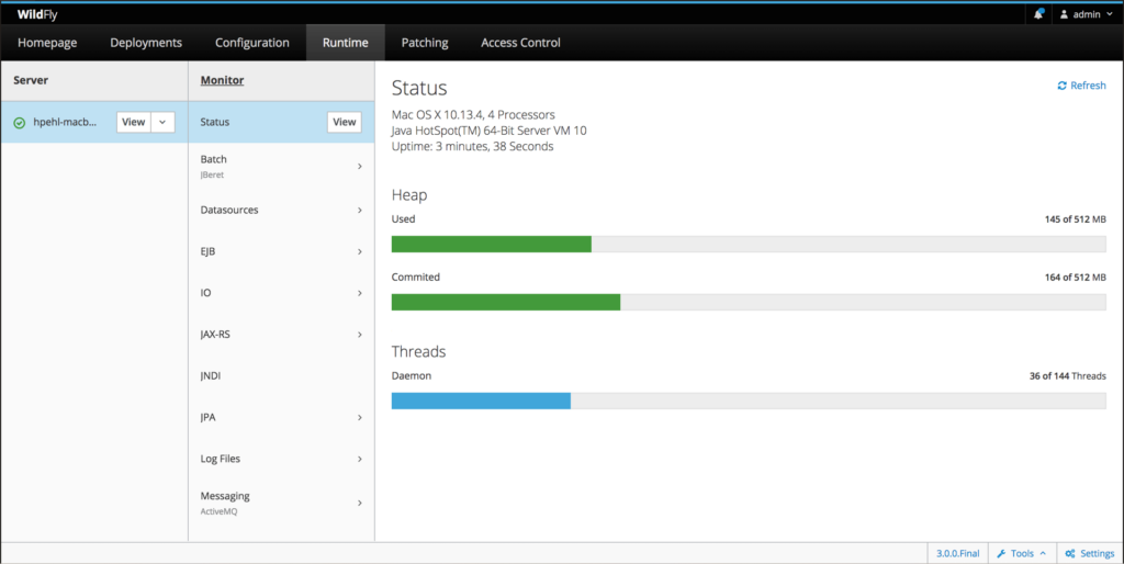 Monitoring feature in WildFly's management console