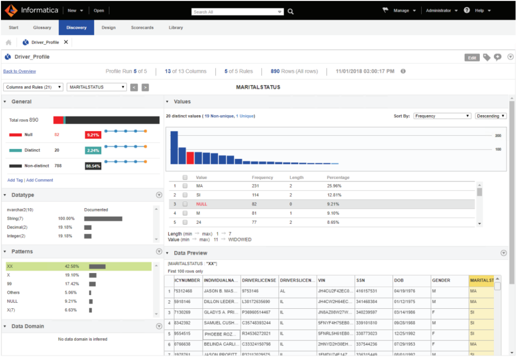 Informatica Data Quality software interface