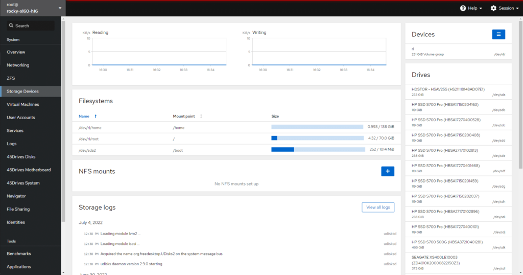 45Drives storage virtualization interface