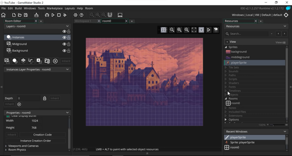 GameMaker Studio game engine software interface